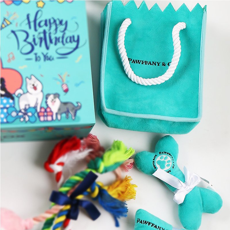 bolsa-regalo-juguetes-perros-raijuu-03.jpg Bolsa de regalo, con un hueso y un cojín, azules y con decoración