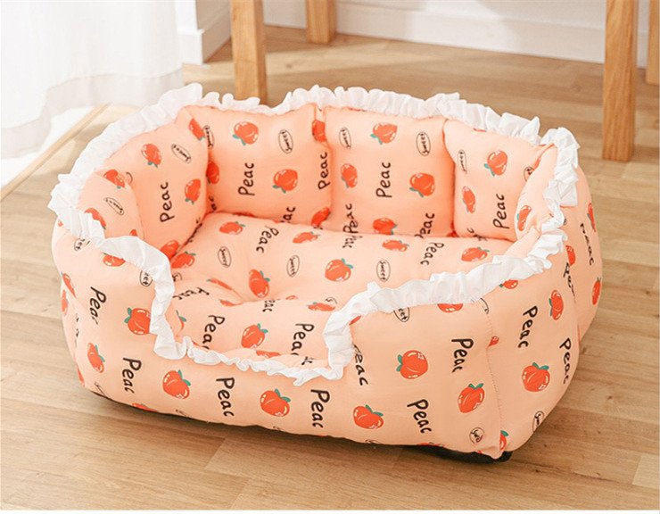 Cama para perros cómoda y colorida de color melocotón