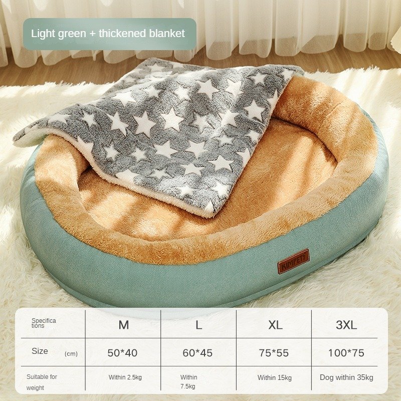 cama-redonda-raijuu-43.jpg Cama verde con manta para perros redonda muy suave