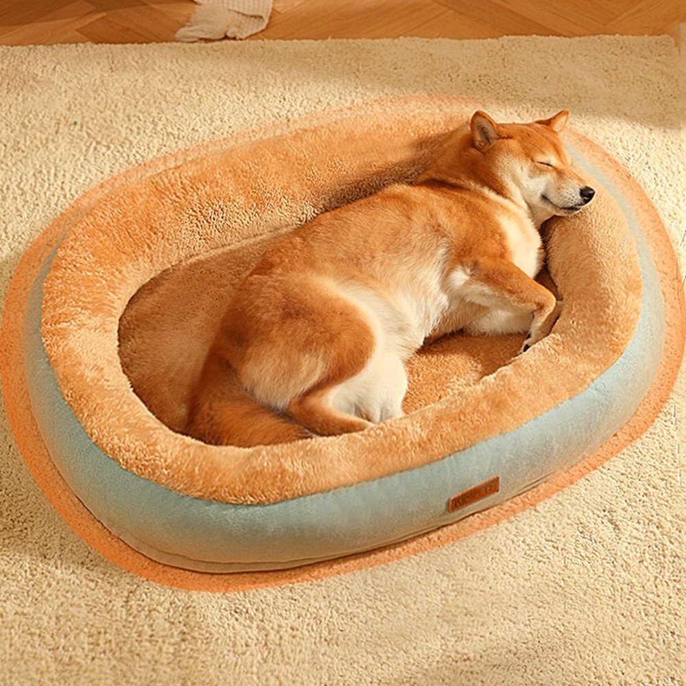 cama-redonda-raijuu-46.jpg Perro sobre la Cama para perros redonda muy suave
