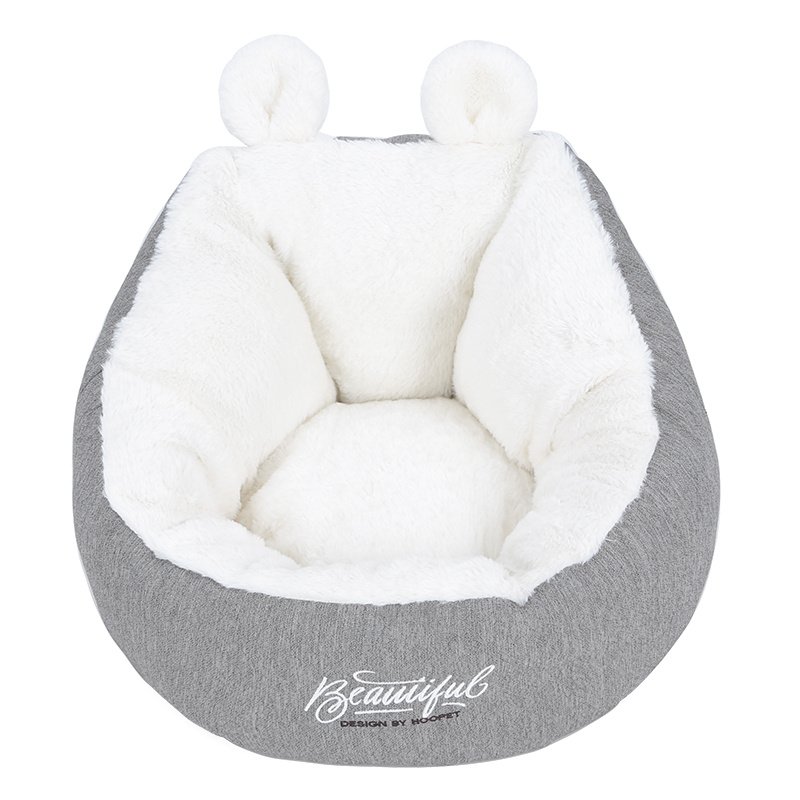 Cama suave con orejitas para mascotas color blanco