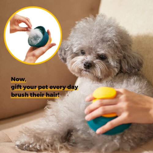 Perro siendo cepillado con el Cepillo para quitar pelos y nudos de silicona