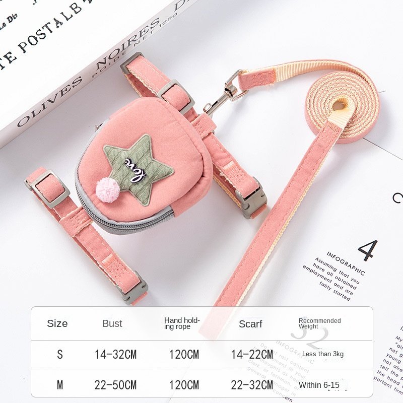 mochila-correa-estrella-perros-raijuu-11.jpg Juego de correa y mochila estrella color rosa