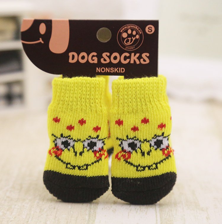 calcetines-perros-varios-colores-17.jpg Calcetines para perros, amarillos con cara de Bob Esponja